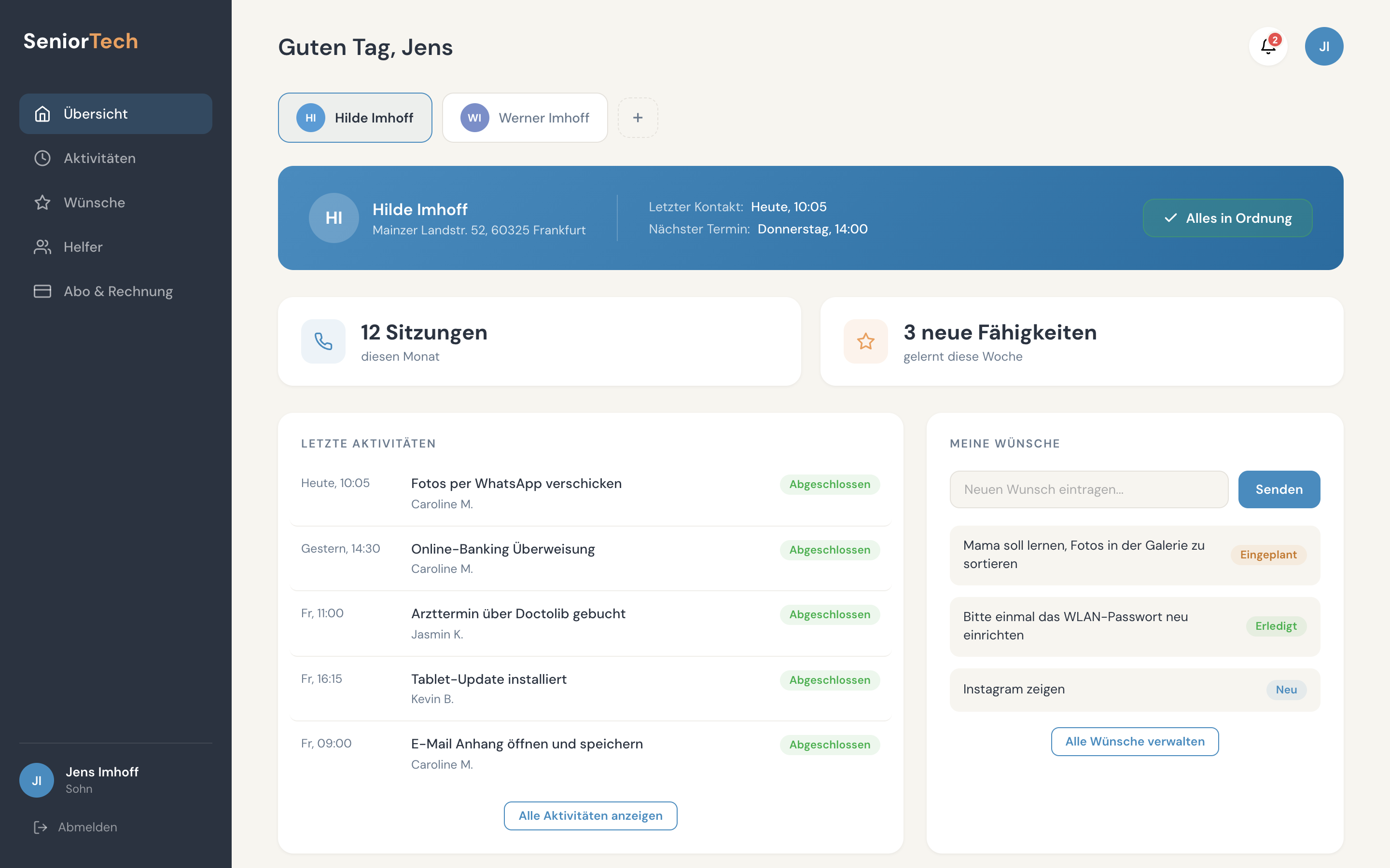 SeniorTech Familien-Dashboard